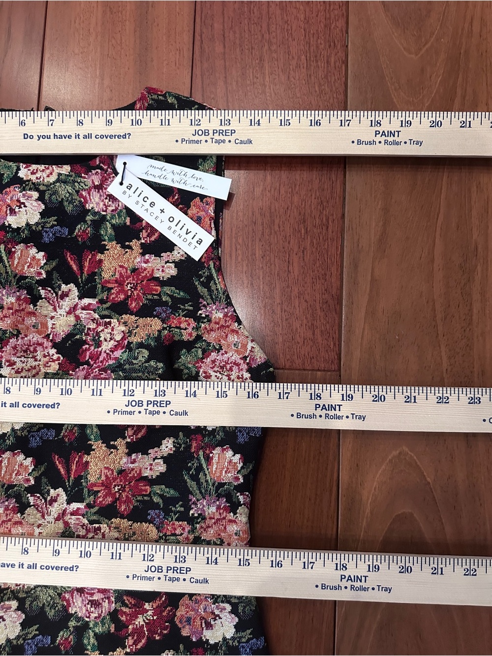 NWT Alice + Olivia Black Floral Jacquard Sheath Dress Multi-Color Blooms Size 6 - Picture 5 of 9